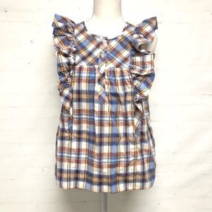 J. Crew Gingham Tank With Ruffles